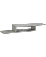 Homcom Wall Mounted Media Console, Floating Stand Component Shelf, Entertainment Center Unit, Grey