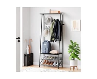 gaomon Coat Rack Shoe Bench with 10 Hooks, Hall Trees Entryway Bench with Storage, Multifunctional Hallway Organizer