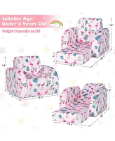 Gouun 3-in-1 Convertible Kid Sofa Bed Flip-Out Chair Lounger for Toddler