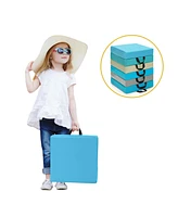Gouun 6 Pieces 15 Inches Square Toddler Floor Cushions Flexible Soft Foam Seating with Handles