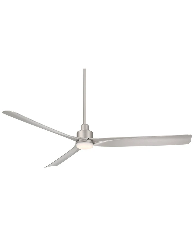 60" Sailplane Modern Industrial Indoor Outdoor Ceiling Fan 3 Blade Led Light Remote Control Silver Finish Blades Bedroom Patio Living Room Kitchen Por