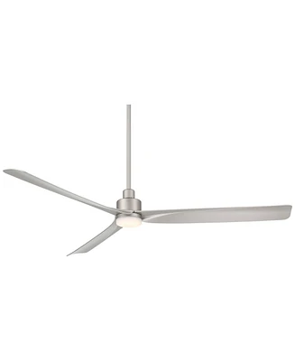 60" Sailplane Modern Industrial Indoor Outdoor Ceiling Fan 3 Blade Led Light Remote Control Silver Finish Blades Bedroom Patio Living Room Kitchen Por