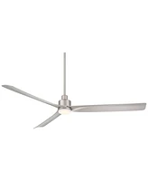 Casa Vieja 60" Sailplane Modern Industrial Indoor Outdoor Ceiling Fan 3 Blade Led Light Remote Control Silver Finish Blades Bedroom Patio Living Room