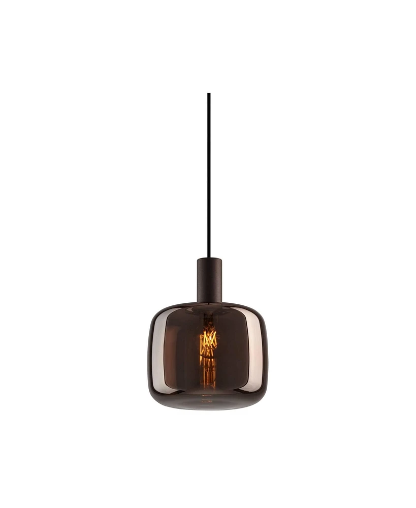 Possini Euro Design Janna 7 1/2" Modern Pendant Ceiling Light Fixture Dining Room Over Table Kitchen Island Foyer Hanging Round Brown Matte Coffee Fin