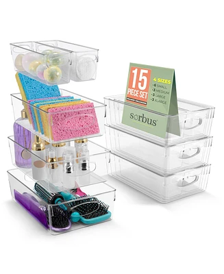 Sorbus Pack Clear Plastic Storage Bins with Handle