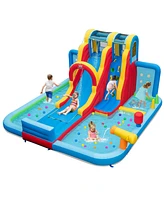 Gouun Inflatable Water Slide Water Park with Long Slide and Splash Pools and Ball Pit with 735W Blower