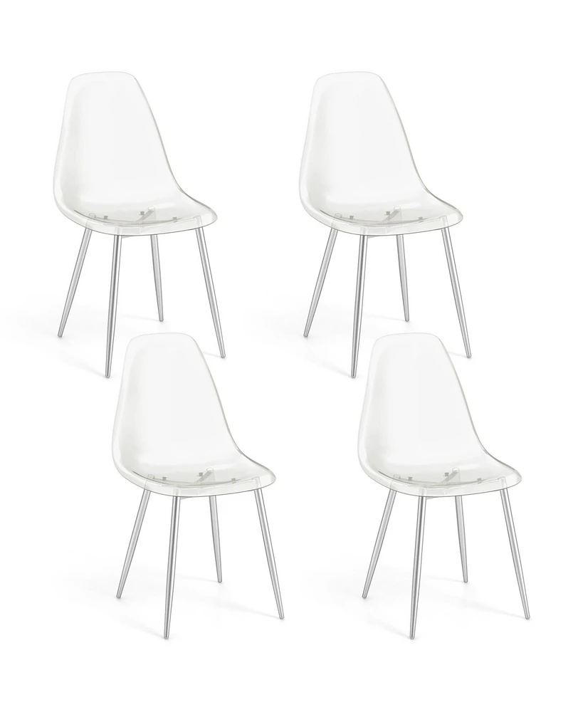 Gouun Set of 4 Dining Chairs Modern Plastic Shell Side Chair with Seat and Wood Legs