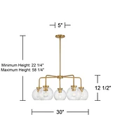 Possini Euro Design Mandy 30" Modern Pendant Chandelier Ceiling Light Fixture Dining Room Over Table Kitchen Island Foyer Hanging 5-Light Clear Plated