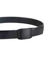 Kenneth Cole Reaction Men's Exact System Track Lock Matte Black Plaque Buckle Belt