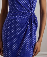 Lauren Ralph Women's Polka-Dot Tie-Front Short-Sleeve Dress