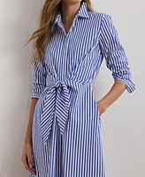 Lauren Ralph Women's Striped Tie-Front Broadcloth Shirtdress