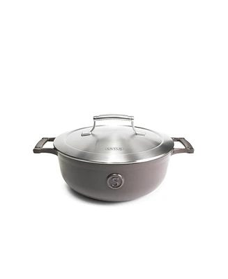 Voyage Series 3.5 Qt Enameled Cast Iron Saucier, Dutch Oven with Stainless Steel Lid