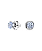 Swarovski Round Cut Rhodium Plated Solitaire Stud Earrings