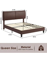 gaomon Queen Size Platform Bed Frame with Headboard