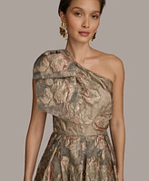 Donna Karan New York Women's Metallic Jacquard One-Shoulder Ball Gown