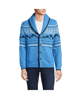 Lands' End Men's Placed Mountain Shawl Cardigan