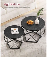 Slickblue Round Coffee Table with Steel Frame Set of 2