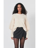 endless rose Women's Cable Twofer Sweater