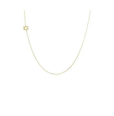 Solid Sideways Star of David Necklace 14K