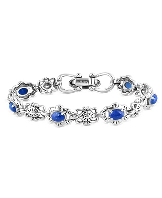 American West Jewelry Sterling Silver Lapis Gemstone Concha Link Bracelet, Size Small