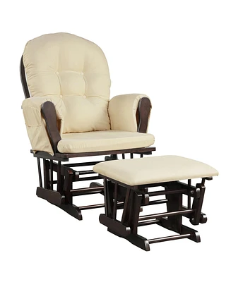 Gymax Baby Nursery Relax Rocker Rocking Chair Glider & Ottoman Set w/ Cushion