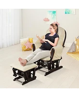 Gymax Baby Nursery Relax Rocker Rocking Chair Glider & Ottoman Set w/ Cushion