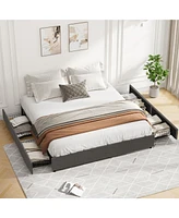 gaomon Queen Size Platform Bed Frame with 4 Storage Drawers,No Fixed Headboard