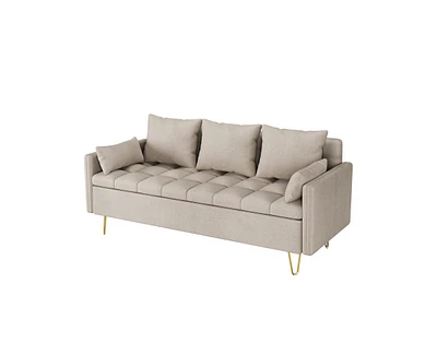 gaomon Sofa Leather 3-Seater Sofa Comfortable Living Room Sofa Modern Sofa with seat Storage Sofa and Ottoman Set with Hand-Stitched Cushions Suitable