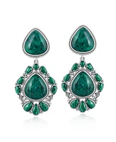 American West Jewelry Sterling Silver Chrysocolla Malachite Chandelier Dangle Earrings