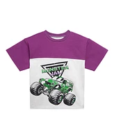 Monster Jam Toddler Boys Grave Digger Ottoman Ribbed T-Shirt and French Terry Shorts Outfit Set