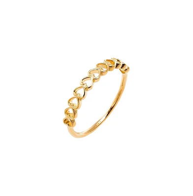 Solid Open Hearts Band Ring 14K