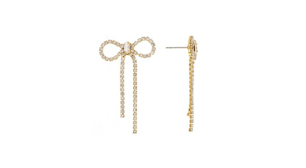 Rivka Friedman Cubic Zirconia Encrusted Dangling Bow Earrings