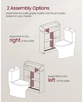 Slickblue Slim Bathroom Storage Cabinet with Toilet Paper Holder & Brush Compartment for Compact Bathrooms