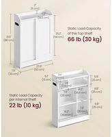 Slickblue Slim Bathroom Storage Cabinet with Toilet Paper Holder & Brush Compartment for Compact Bathrooms