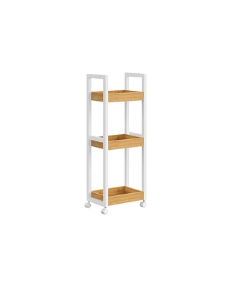 Slickblue 3-Tier Rolling Utility Cart on Wheels, Slim Narrow Storage Shelf for Organizing