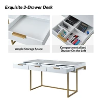Guillen Modern Desk Swith Built in Outlet with 3 Drawer