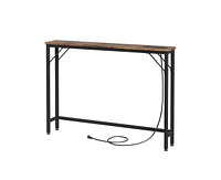 Slim Console Table with Built-In Outlets, Narrow Console Table for Small Spaces