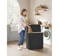 Slickblue Laundry Hamper Dirty Clothes Storage Basket with Lid Liner and Handles Rectangular