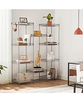 Slickblue Metal Storage Shelf – 5-Tier Wire Basket Shelving Unit with Adjustable Shelves, 4 Hooks, Pp Sheets, 220 lb Capacity for Bathroom, Pan