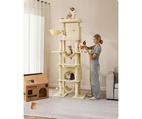 Slickblue 79.1-Inch Tall Cat Tree Multi-Level Large Condo with 4 Scratching Posts for Indoor Cats