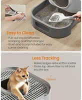 Slickblue Large Cat Litter Box with Lid, Slide-Out Tray, Scoop, and Brush