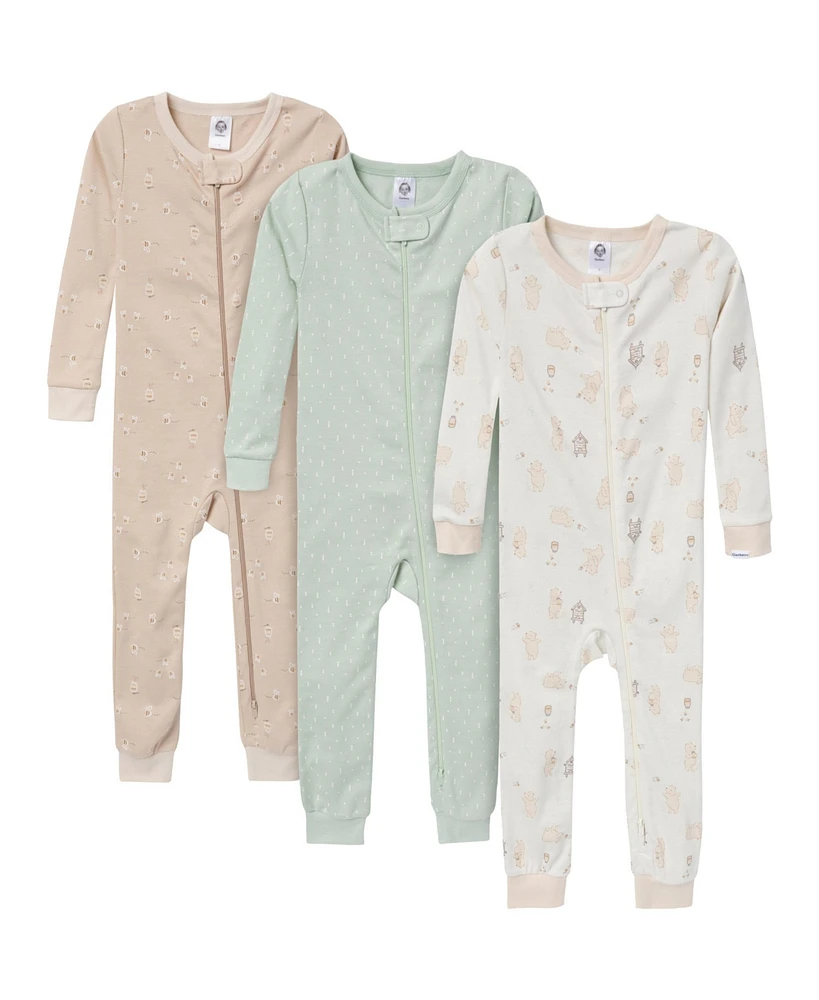 Gerber Toddler Girls Snug Fit Footless Pajamas, 3-Pack