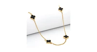 Rivka Friedman Long Onyx Clover Station Necklace