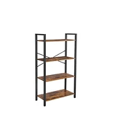 Slickblue 4-Tier Ladder Shelf, Industrial Bookshelf Storage Rack with Stable Iron Frame for Living Room & Office