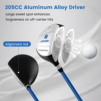 Gymax 31'' Portable Junior Complete Golf Club Set for Kid Age 8+ Set of 5