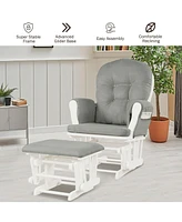 Gymax Glider and Ottoman Cushion Set Wood Baby Nursery Rocking Chair