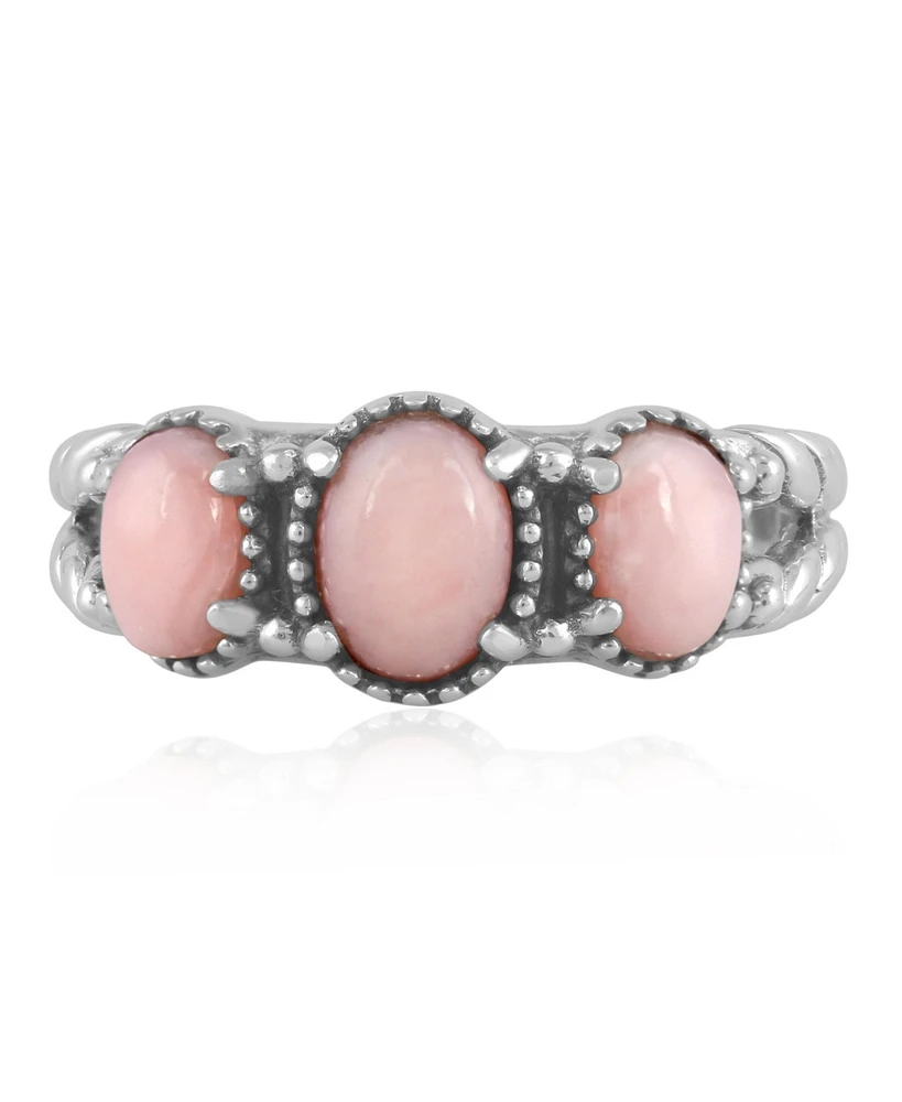 American West Jewelry Sterling Silver Pink Opal Gemstone 3-Stone Ring, Size 10