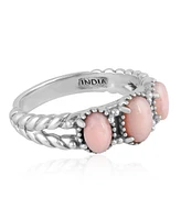 American West Jewelry Sterling Silver Pink Opal Gemstone 3-Stone Ring, Size 10