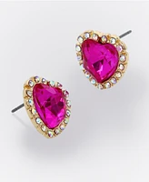 Betsey Johnson Faux Stone Heart Stud Earrings