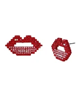 Betsey Johnson Faux Stone Sweetheart Lips Stud Earrings